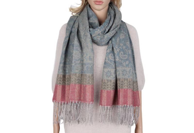 MIRROSI Modeschal weicher und warmer Schal Boho Design mit Fransen, 70x180cm, (angesagtes Boho Muster, ca. 230 Gramm, Neue Kollektion Herbst/Winter 2025), Damen Halstuch ideal für Herbst und Winter von MIRROSI