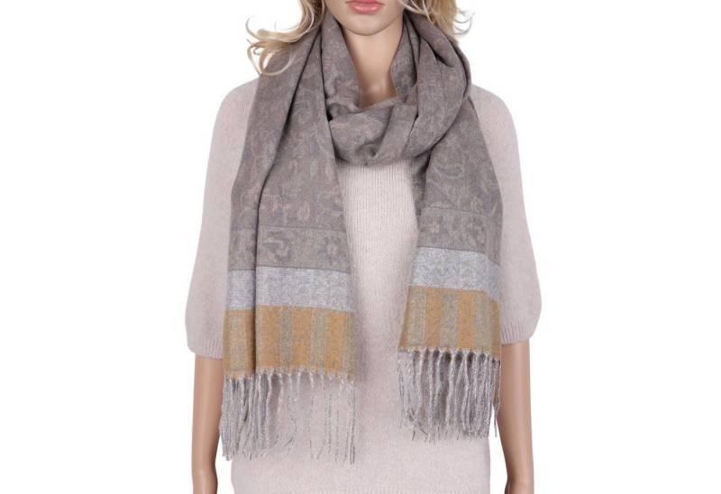 MIRROSI Modeschal weicher und warmer Schal Boho Design mit Fransen, 70x180cm, (angesagtes Boho Muster, ca. 230 Gramm, Neue Kollektion Herbst/Winter 2025), Damen Halstuch ideal für Herbst und Winter von MIRROSI