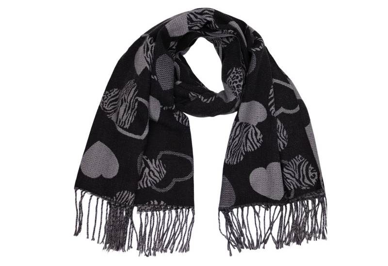 MIRROSI Modeschal weicher und warmer Schal Herz mit Fransen, 67x180cm, (Neue Kollektion Herbst/Winter 2025, ca. 315 Gramm), Damen Halstuch ideal für Herbst und Winter von MIRROSI