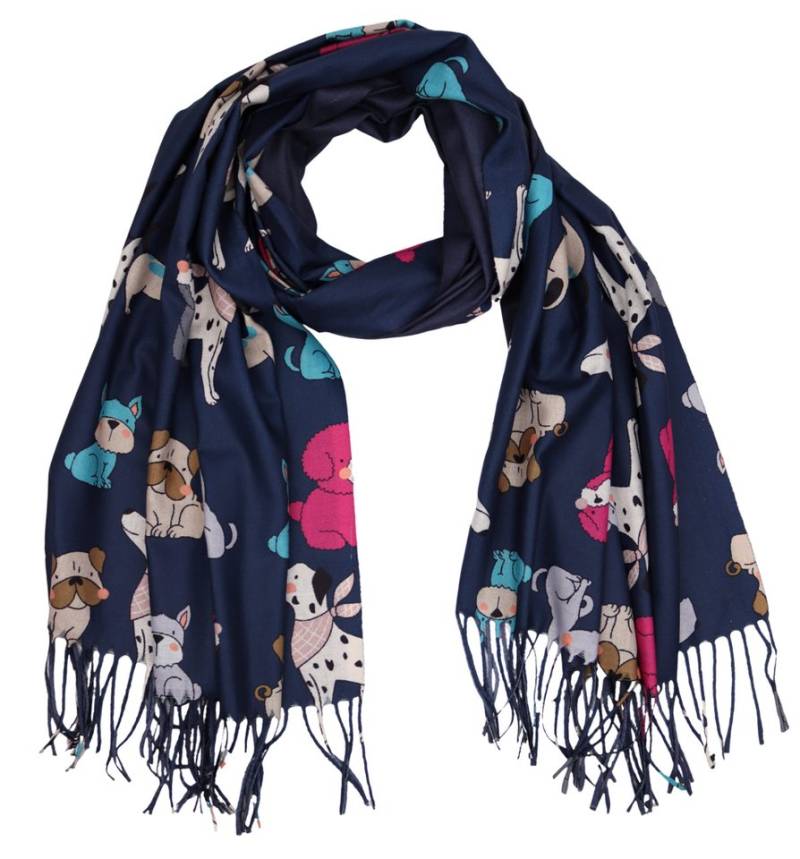 MIRROSI Modeschal weicher und warmer Schal Hunde Muster mit Fransen, 70x180cm, (Neue Kollektion Herbst/Winter 2025), Damen Halstuch ideal für Herbst und Winter von MIRROSI