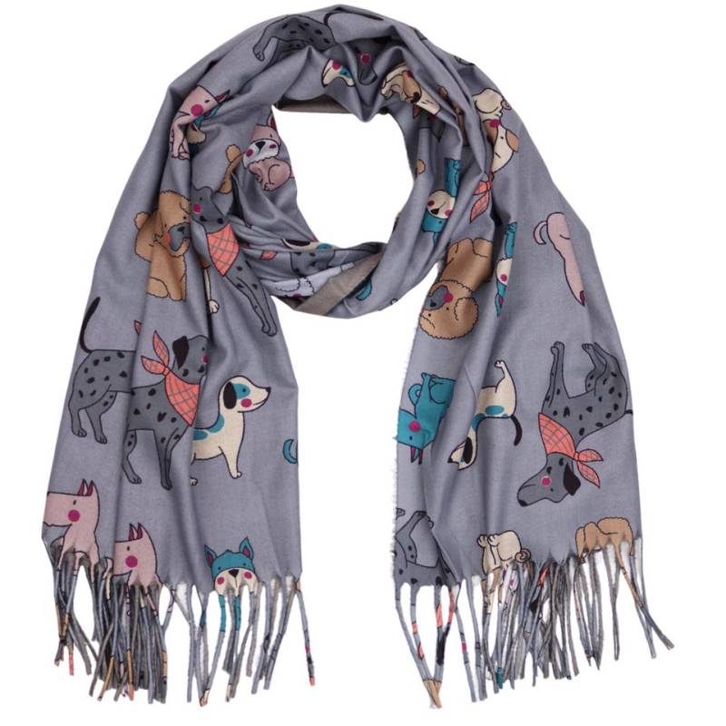 MIRROSI Modeschal weicher und warmer Schal Hunde Muster mit Fransen, 70x180cm, (Neue Kollektion Herbst/Winter 2025), Damen Halstuch ideal für Herbst und Winter von MIRROSI