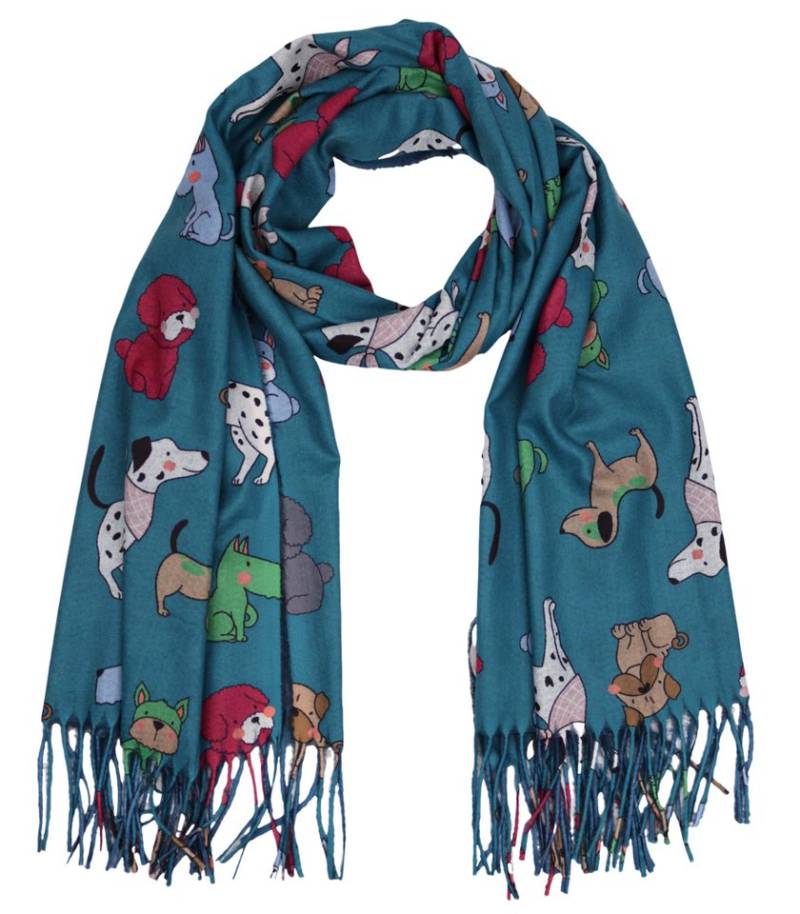 MIRROSI Modeschal weicher und warmer Schal Hunde Muster mit Fransen, 70x180cm, (Neue Kollektion Herbst/Winter 2025), Damen Halstuch ideal für Herbst und Winter von MIRROSI