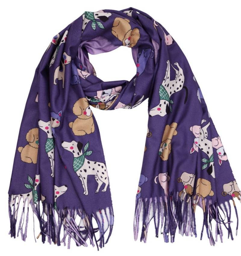 MIRROSI Modeschal weicher und warmer Schal Hunde Muster mit Fransen, 70x180cm, (Neue Kollektion Herbst/Winter 2025), Damen Halstuch ideal für Herbst und Winter von MIRROSI