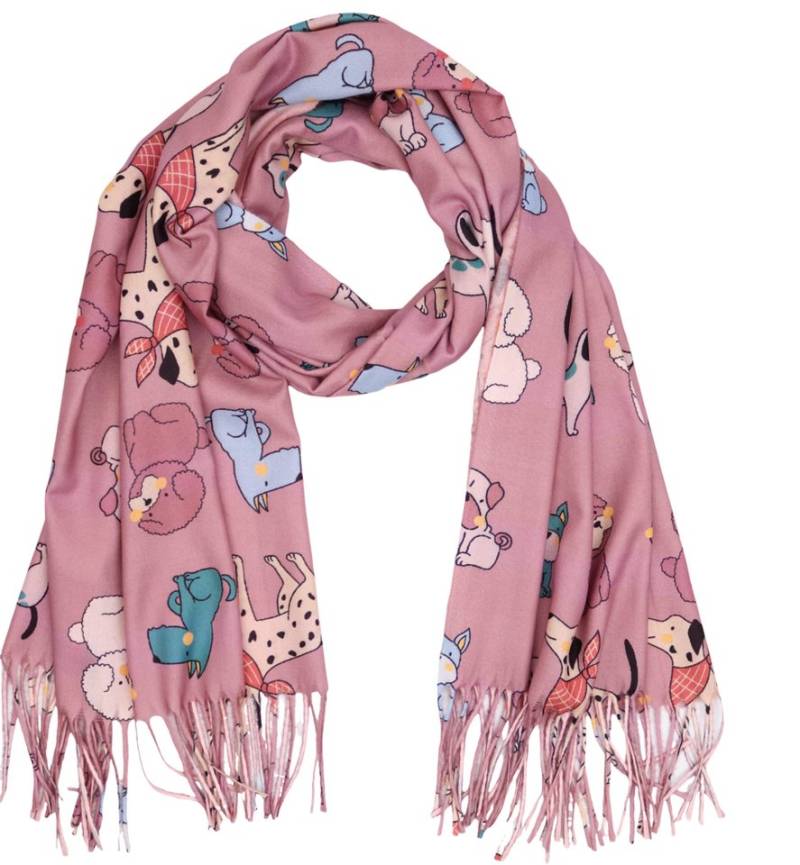 MIRROSI Modeschal weicher und warmer Schal Hunde Muster mit Fransen, 70x180cm, (Neue Kollektion Herbst/Winter 2025), Damen Halstuch ideal für Herbst und Winter von MIRROSI