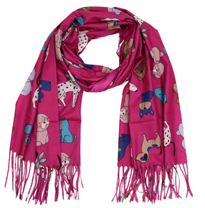 MIRROSI Modeschal weicher und warmer Schal Hunde Muster mit Fransen, 70x180cm, (Neue Kollektion Herbst/Winter 2025), Damen Halstuch ideal für Herbst und Winter von MIRROSI