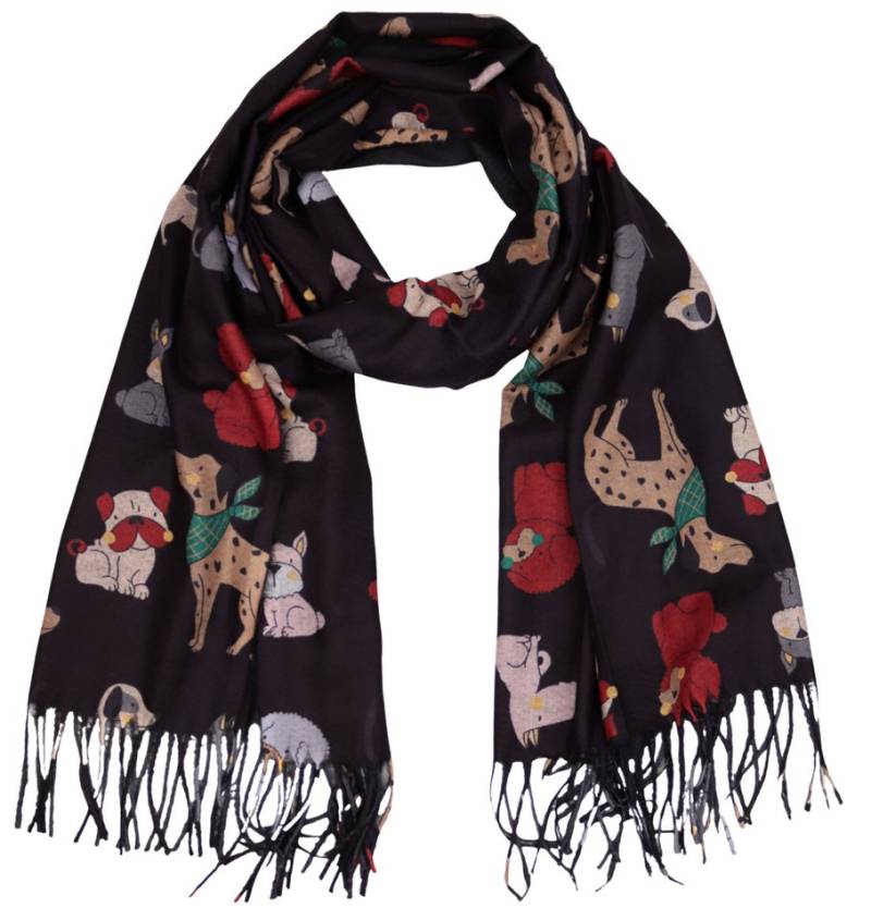 MIRROSI Modeschal weicher und warmer Schal Hunde Muster mit Fransen, 70x180cm, (Neue Kollektion Herbst/Winter 2025), Damen Halstuch ideal für Herbst und Winter von MIRROSI
