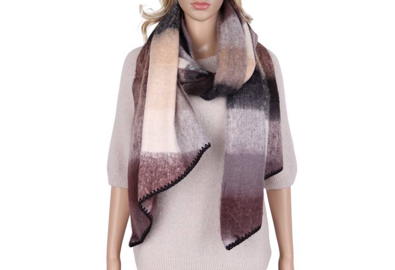 MIRROSI Modeschal weicher und warmer Schal KARO Muster Asymmetrisch, (angesagtes Karomuster Kariert), Damen Halstuch ideal für Herbst und Winter ca.200x50cm von MIRROSI