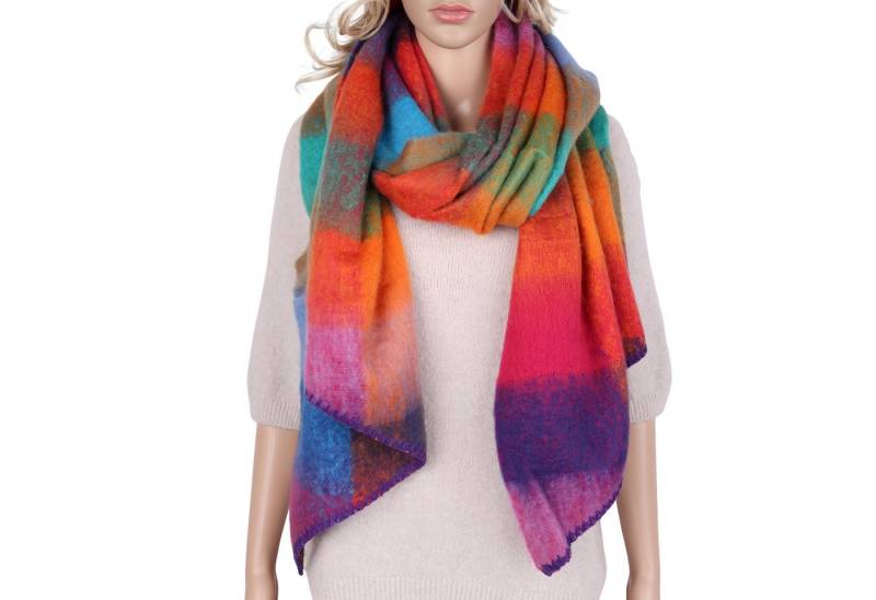 MIRROSI Modeschal weicher und warmer Schal KARO Muster Asymmetrisch, (angesagtes Karomuster Kariert), Damen Halstuch ideal für Herbst und Winter ca.200x50cm von MIRROSI