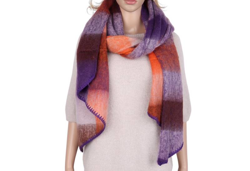 MIRROSI Modeschal weicher und warmer Schal KARO Muster Asymmetrisch, (angesagtes Karomuster Kariert), Damen Halstuch ideal für Herbst und Winter ca.200x50cm von MIRROSI