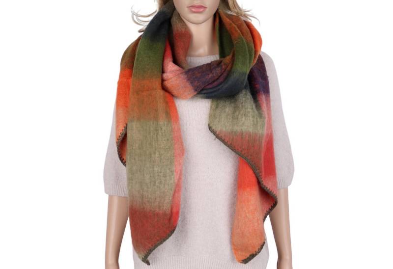 MIRROSI Modeschal weicher und warmer Schal KARO Muster Asymmetrisch, (angesagtes Karomuster Kariert), Damen Halstuch ideal für Herbst und Winter ca.200x50cm von MIRROSI