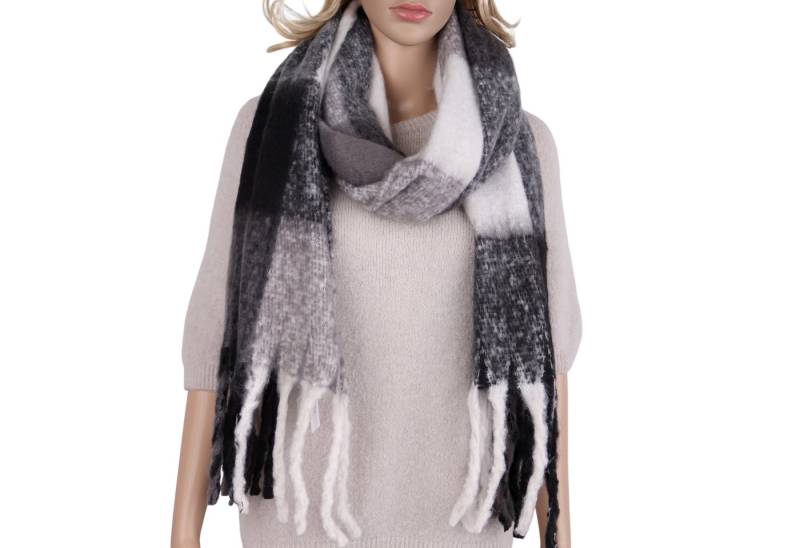 MIRROSI Modeschal weicher und warmer Schal Karomuster mit Fransen, 70x180cm, (angesagtes Karo Kariert Muster, ca.220 Gramm, Neue Kollektion Herbst/Winter 2025), Damen Halstuch ideal für Herbst und Winter von MIRROSI