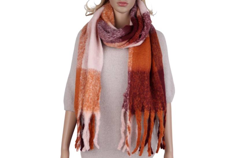 MIRROSI Modeschal weicher und warmer Schal Karomuster mit Fransen, 70x180cm, (angesagtes Karo Kariert Muster, ca.220 Gramm, Neue Kollektion Herbst/Winter 2025), Damen Halstuch ideal für Herbst und Winter von MIRROSI