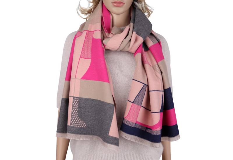 MIRROSI Modeschal weicher und warmer Schal Katzenmotiv Karomuster, 65 x180cm, (Katzen- und Karo-Motiv, ca.310 Gramm, Neue Kollektion Herbst/Winter 2025), Damen Halstuch ideal für Herbst und Winter von MIRROSI