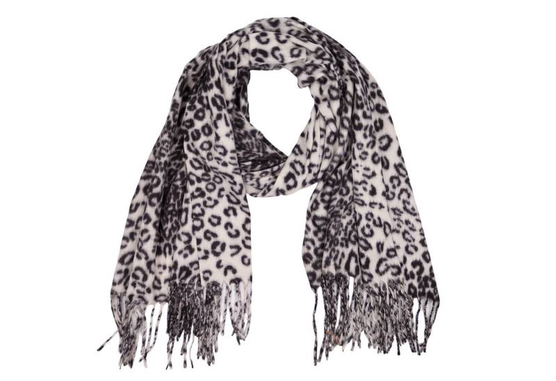 MIRROSI Modeschal weicher und warmer Schal Leo Muster mit Fransen, 70x180cm, (angesagtes Leomuster Leo Leopard Muster), Damen Halstuch ideal für Herbst und Winter von MIRROSI