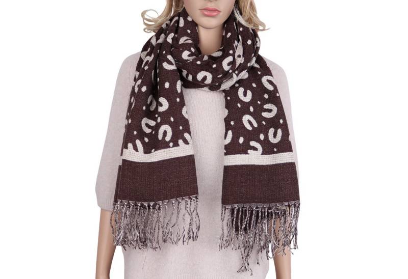 MIRROSI Modeschal weicher und warmer Schal Leomuster mit Fransen, 65x180cm, (angesagtes Leo Leopard Muster, ca.300 Gramm, Neue Kollektion Herbst/Winter 2025), Damen Halstuch ideal für Herbst und Winter von MIRROSI