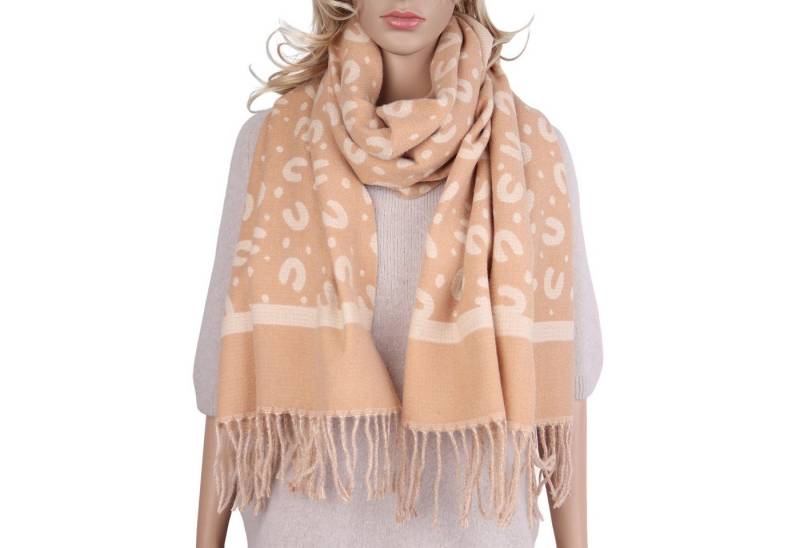 MIRROSI Modeschal weicher und warmer Schal Leomuster mit Fransen, 65x180cm, (angesagtes Leo Leopard Muster, ca.300 Gramm, Neue Kollektion Herbst/Winter 2025), Damen Halstuch ideal für Herbst und Winter von MIRROSI