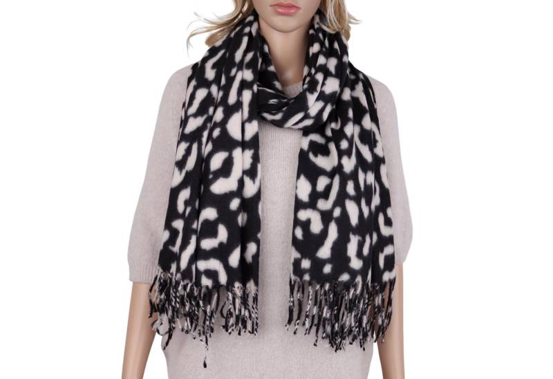 MIRROSI Modeschal weicher und warmer Schal Leomuster mit Fransen, 70x180cm, (angesagtes Leo Leopard Muster, ca.210 Gramm, Neue Kollektion Herbst/Winter 2025), Damen Halstuch ideal für Herbst und Winter von MIRROSI