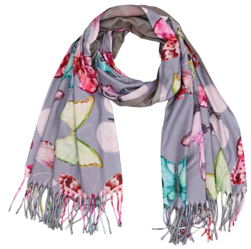 MIRROSI Modeschal weicher und warmer Schal Schmetteringe mit Fransen, 70x180cm, (Neue Kollektion Herbst/Winter 2025), Damen Halstuch ideal für Herbst und Winter von MIRROSI