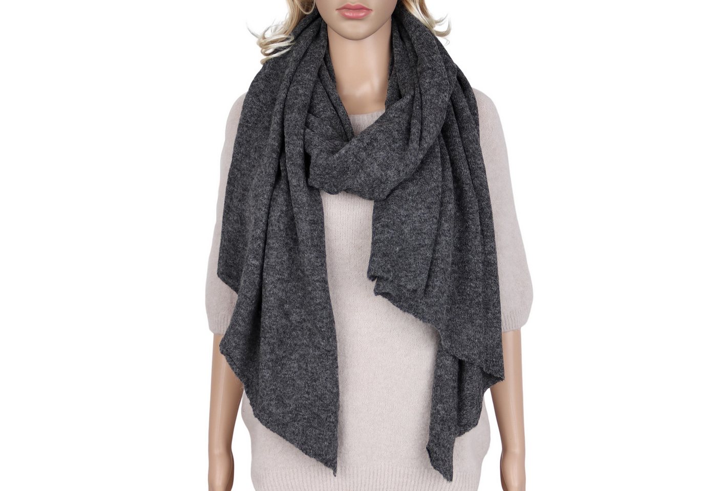 MIRROSI Modeschal weicher und warmer Schal Strick Unifarbe Meliert, Asymmetrisch, (Zeitlose Unifarben), Damen Halstuch ideal für Herbst und Winter ca.200x65cm von MIRROSI