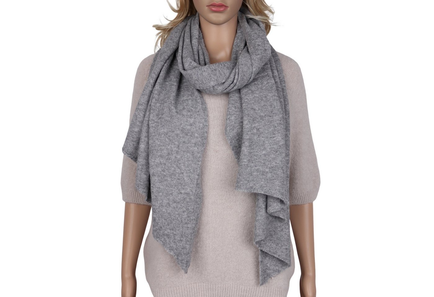 MIRROSI Modeschal weicher und warmer Schal Strick Unifarbe Meliert, Asymmetrisch, (Zeitlose Unifarben), Damen Halstuch ideal für Herbst und Winter ca.200x65cm von MIRROSI