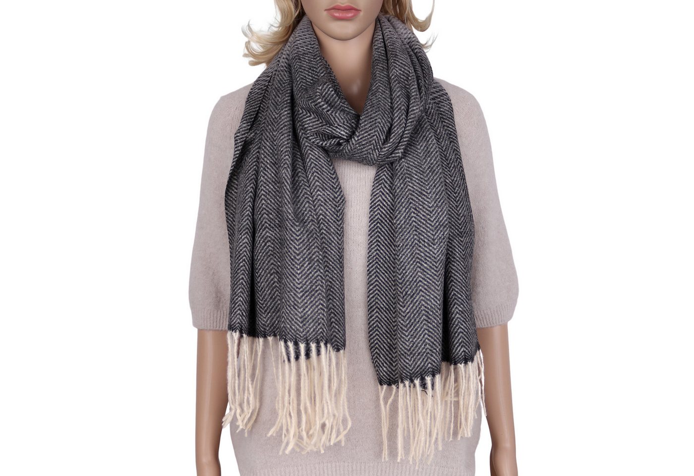 MIRROSI Modeschal weicher und warmer Schal Zickzack mit Fransen, 70x200cm, (Neue Kollektion Herbst/Winter 2025), Damen Halstuch ideal für Herbst und Winter von MIRROSI
