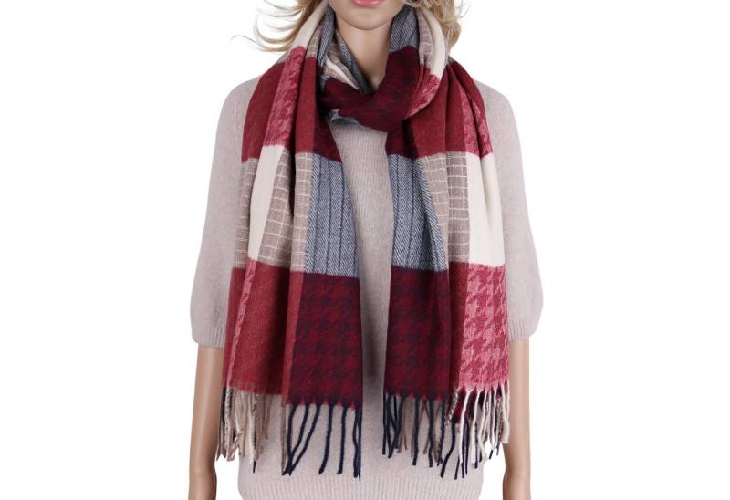 MIRROSI Modeschal weicher und warmer Schal mit Fransen, ca.70x180cm, (Hahnentritt-Muster mit Karomix), Damen Halstuch ideal für Herbst und Winter von MIRROSI