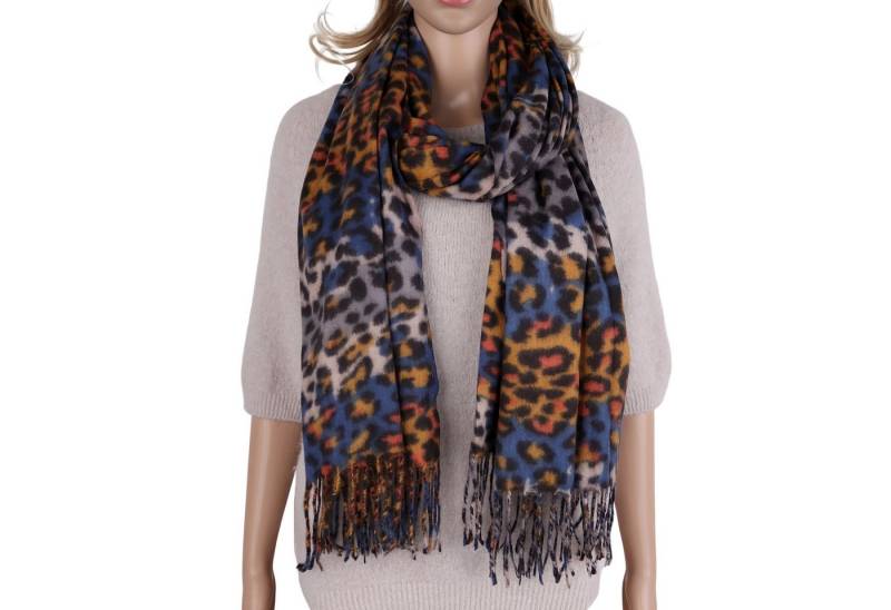 MIRROSI Modeschal weicher und warmer Schal mit Fransen, ca.70x180cm, (Leo Leopard Muster), Damen Halstuch ideal für Herbst und Winter von MIRROSI