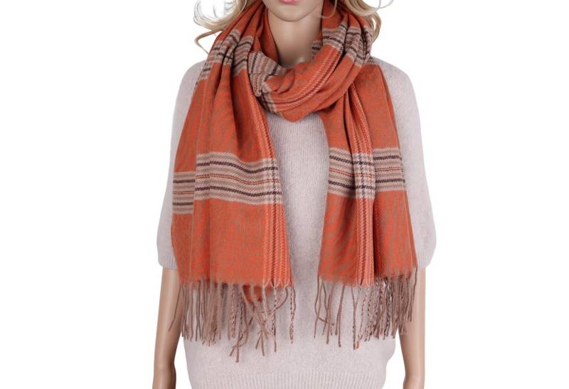 MIRROSI Modeschal weicher und warmer Schal mit Fransen, ca.70x180cm, (Leo- & Zebra-Muster mit Karomix), Damen Halstuch ideal für Herbst und Winter von MIRROSI