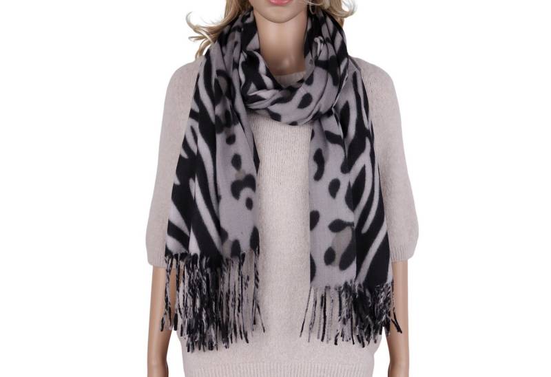 MIRROSI Modeschal weicher und warmer Schal mit Fransen, ca.70x180cm, (Leopard Zebra Muster), Damen Halstuch ideal für Herbst und Winter von MIRROSI