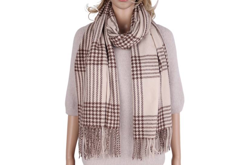 MIRROSI Modeschal weicher und warmer Schal mit Fransen, ca.70x180cm, Karo Muster, (Kariert Muster), Damen Halstuch ideal für Herbst und Winter von MIRROSI