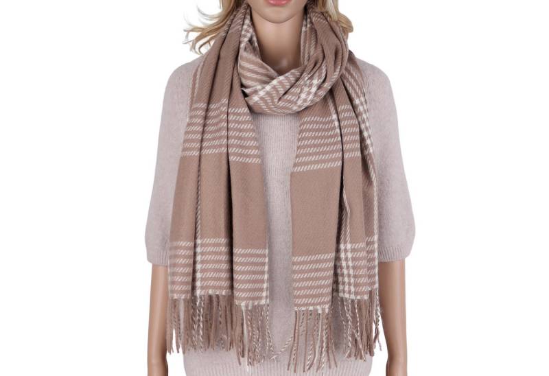 MIRROSI Modeschal weicher und warmer Schal mit Fransen, ca.70x180cm, Karo Muster, (Kariert Muster), Damen Halstuch ideal für Herbst und Winter von MIRROSI