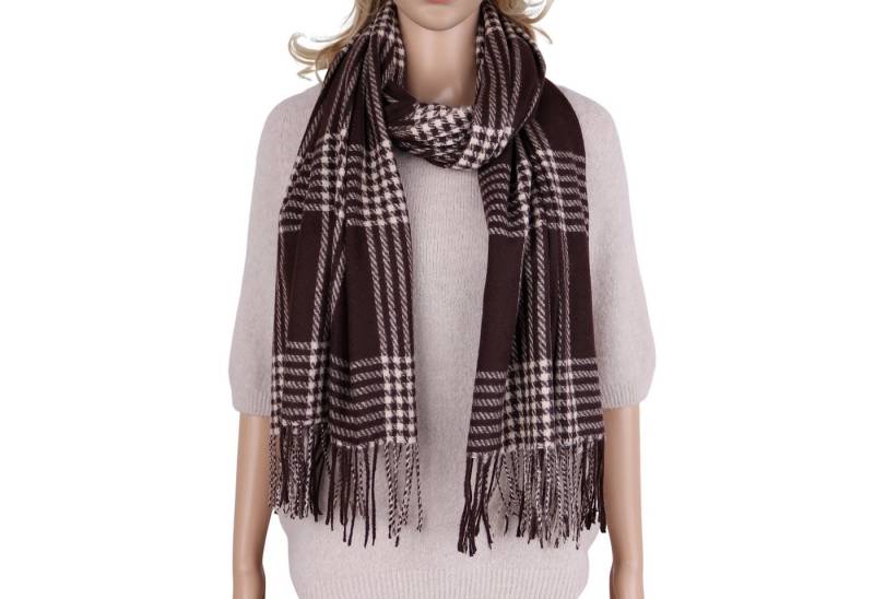MIRROSI Modeschal weicher und warmer Schal mit Fransen, ca.70x180cm, Karo Muster, (Kariert Muster), Damen Halstuch ideal für Herbst und Winter von MIRROSI