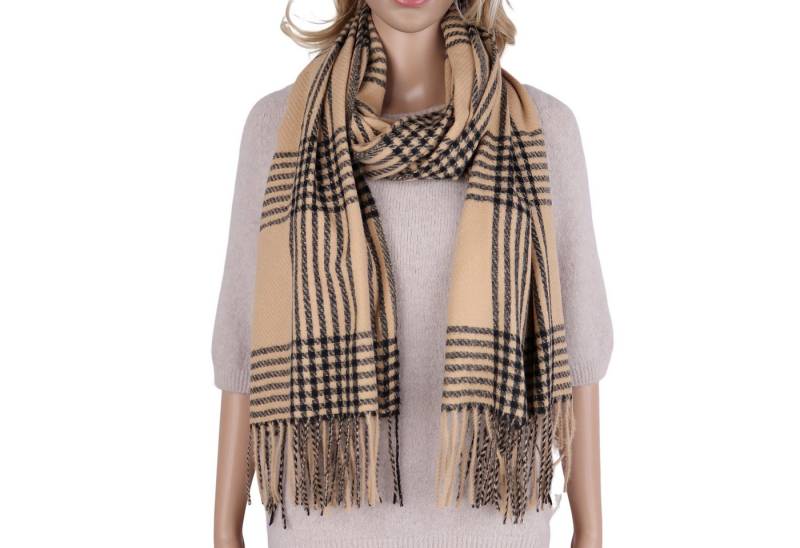 MIRROSI Modeschal weicher und warmer Schal mit Fransen, ca.70x180cm, Karo Muster, (Kariert Muster), Damen Halstuch ideal für Herbst und Winter von MIRROSI