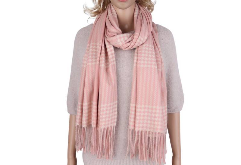 MIRROSI Modeschal weicher und warmer Schal mit Fransen, ca.70x180cm, Karo Muster, (Kariert Muster), Damen Halstuch ideal für Herbst und Winter von MIRROSI
