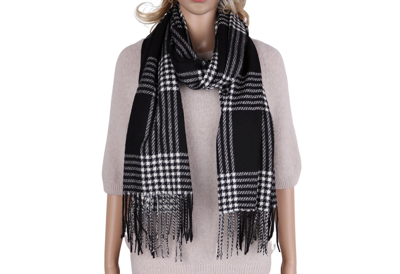 MIRROSI Modeschal weicher und warmer Schal mit Fransen, ca.70x180cm, Karo Muster, (Kariert Muster), Damen Halstuch ideal für Herbst und Winter von MIRROSI