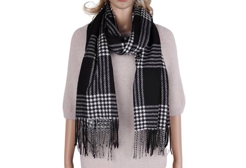 MIRROSI Modeschal weicher und warmer Schal mit Fransen, ca.70x180cm, Karo Muster, (Kariert Muster), Damen Halstuch ideal für Herbst und Winter von MIRROSI