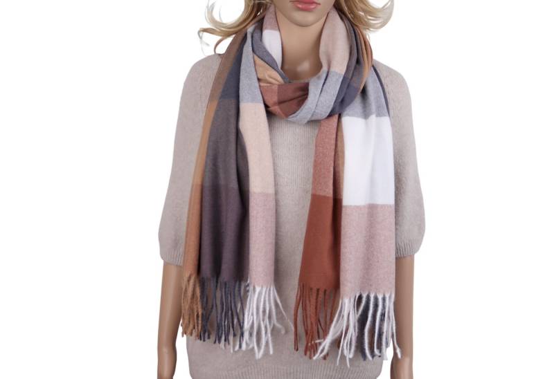 MIRROSI Modeschal weicher und warmer karierter Schal mit Fransen, 70x180cm, (Viele tolle Farboptionen zur Auswahl), Damen Halstuch ideal für Herbst und Winter von MIRROSI