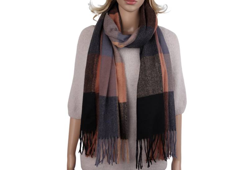 MIRROSI Modeschal weicher und warmer karierter Schal mit Fransen, 70x180cm, (Viele tolle Farboptionen zur Auswahl), Damen Halstuch ideal für Herbst und Winter von MIRROSI
