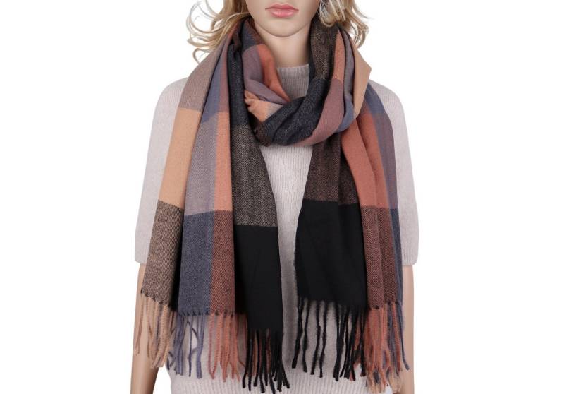 MIRROSI Modeschal weicher und warmer karierter Schal mit Fransen, 70x180cm, (Viele tolle Farboptionen zur Auswahl), Damen Halstuch ideal für Herbst und Winter von MIRROSI