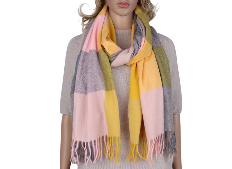 MIRROSI Modeschal weicher und warmer karierter Schal mit Fransen, 70x180cm, (Viele tolle Farboptionen zur Auswahl), Damen Halstuch ideal für Herbst und Winter von MIRROSI