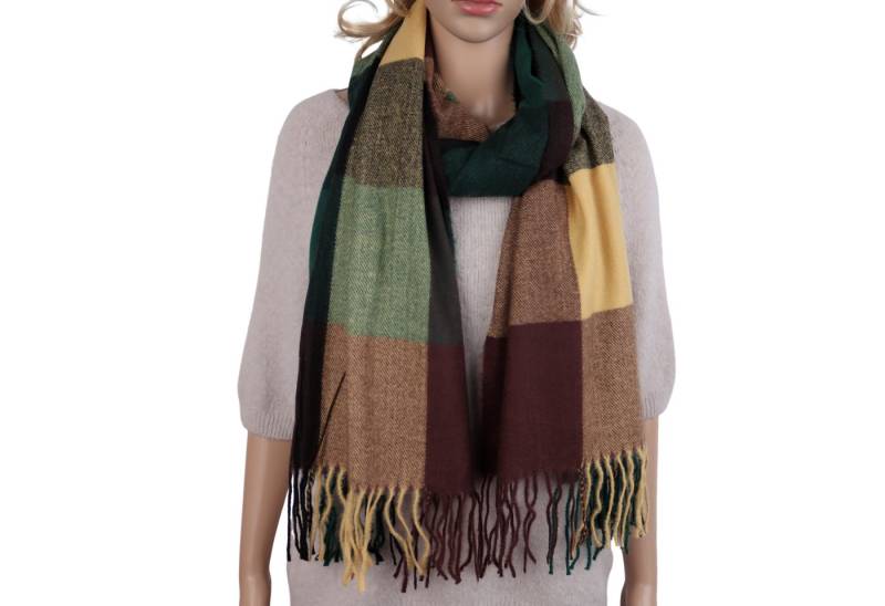 MIRROSI Modeschal weicher und warmer karierter Schal mit Fransen, 70x180cm, (Viele tolle Farboptionen zur Auswahl), Damen Halstuch ideal für Herbst und Winter von MIRROSI