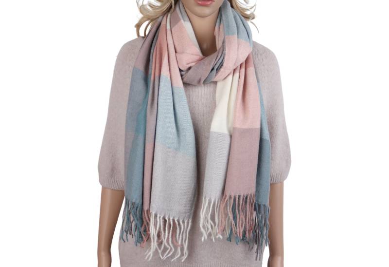 MIRROSI Modeschal weicher und warmer karierter Schal mit Fransen, 70x180cm, (Viele tolle Farboptionen zur Auswahl), Damen Halstuch ideal für Herbst und Winter von MIRROSI