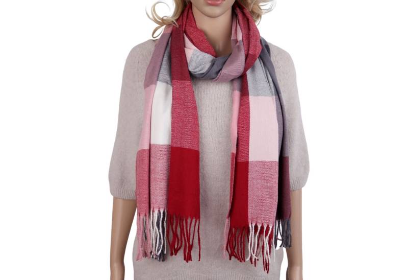 MIRROSI Modeschal weicher und warmer karierter Schal mit Fransen, 70x180cm, (Viele tolle Farboptionen zur Auswahl), Damen Halstuch ideal für Herbst und Winter von MIRROSI