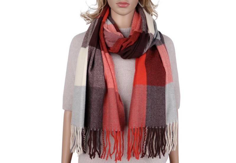 MIRROSI Modeschal weicher und warmer karierter Schal mit Fransen, 70x180cm, (Viele tolle Farboptionen zur Auswahl), Damen Halstuch ideal für Herbst und Winter von MIRROSI