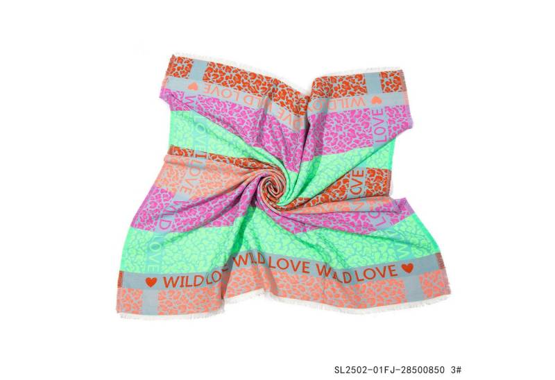 MIRROSI Modetuch kuschliger und warmer viereckstuch Tuch XXL cm 110 x 110cm, (ca. 220 Gramm, Neue Kollektion Herbst/Winter 2025), Leopard Love Herzen Muster wärmend & weich von MIRROSI