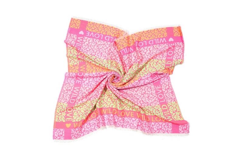 MIRROSI Modetuch kuschliger und warmer viereckstuch Tuch XXL cm 110 x 110cm, (ca. 220 Gramm, Neue Kollektion Herbst/Winter 2025), Leopard Love Herzen Muster wärmend & weich von MIRROSI