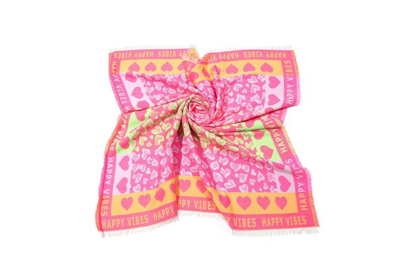 MIRROSI Modetuch kuschliger und warmer viereckstuch Tuch XXL cm 110 x 110cm, (ca. 220 Gramm, Neue Kollektion Herbst/Winter 2025), Leopard Love Herzen Muster wärmend & weich von MIRROSI