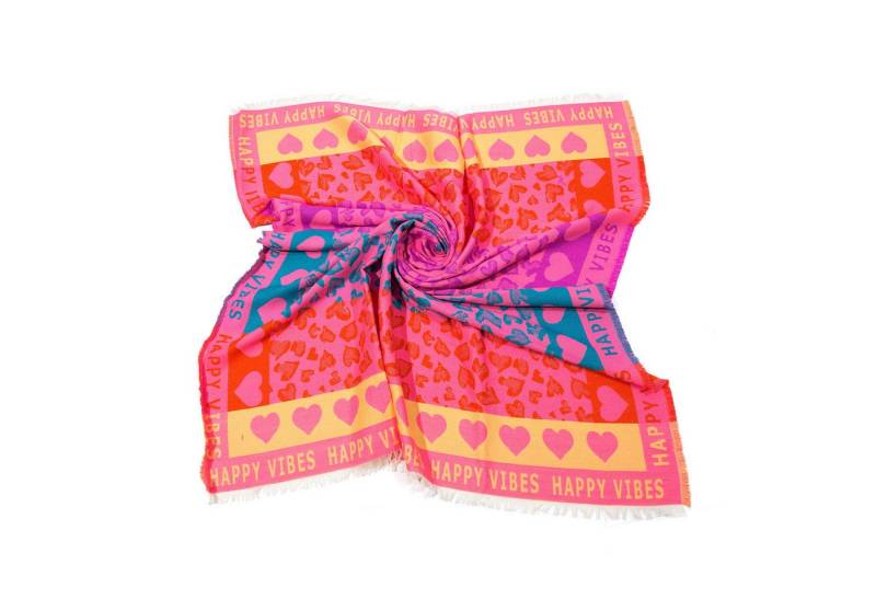 MIRROSI Modetuch kuschliger und warmer viereckstuch Tuch XXL cm 110 x 110cm, (ca. 220 Gramm, Neue Kollektion Herbst/Winter 2025), Leopard Love Herzen Muster wärmend & weich von MIRROSI