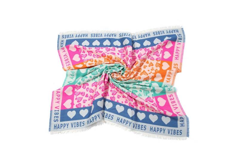 MIRROSI Modetuch kuschliger und warmer viereckstuch Tuch XXL cm 110 x 110cm, (ca. 220 Gramm, Neue Kollektion Herbst/Winter 2025), Leopard Love Herzen Muster wärmend & weich von MIRROSI