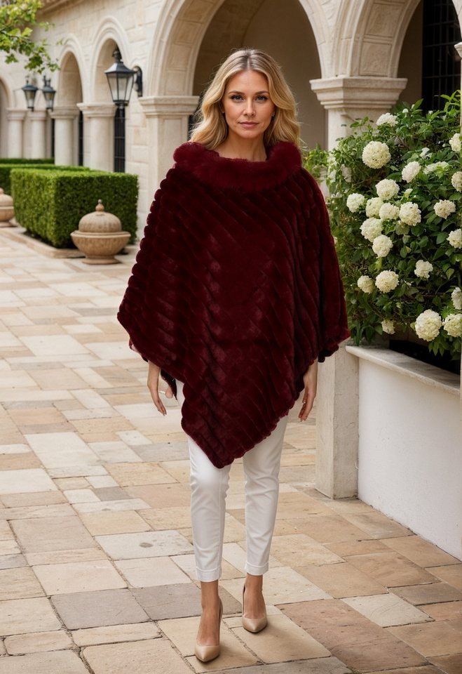 MIRROSI Poncho Damen Kunstfell Poncho Überwurf Extrem Warem Felloptik Kuschelig Warm von MIRROSI